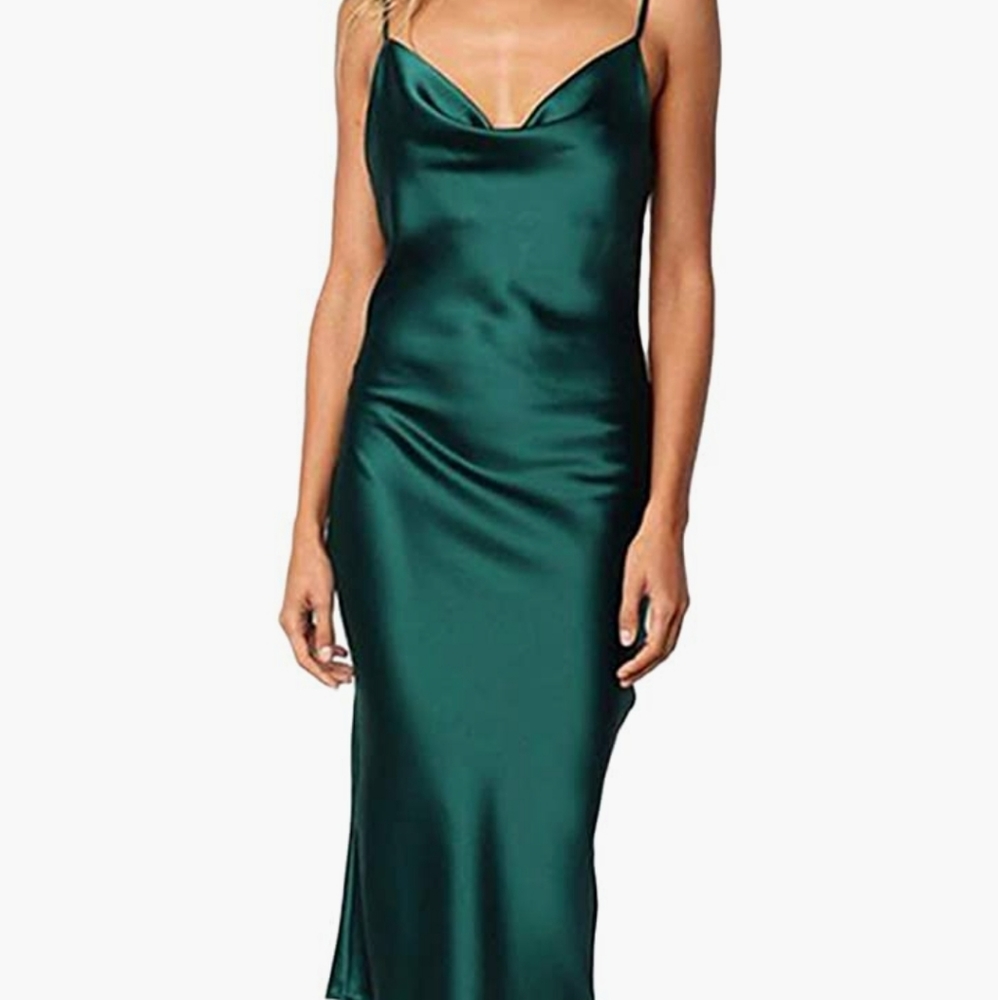Satin spaghetti strap cocktail/evening dress